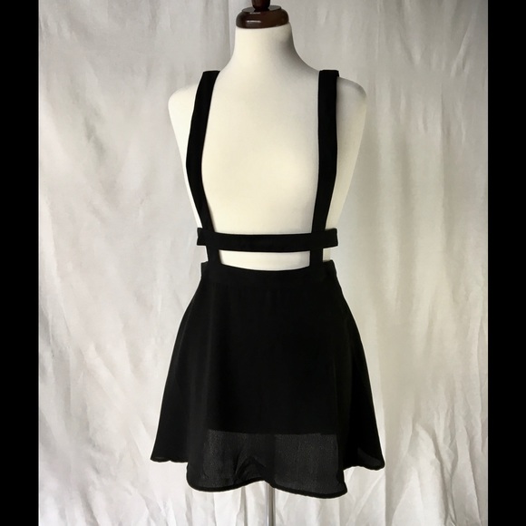 Black Cut Out Suspender Skirt