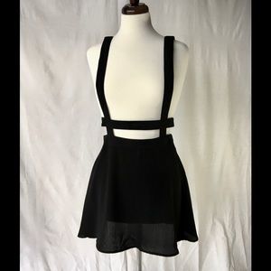 Black Cut Out Suspender Skirt