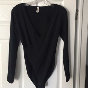Cotton Spandex Cross V Bodysuit