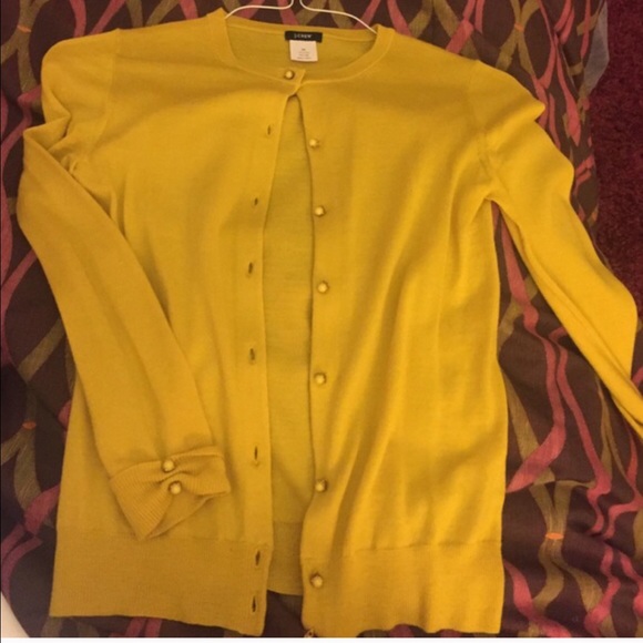 J Crew Mustard Yellow Cardigan