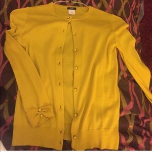 J Crew Mustard Yellow Cardigan