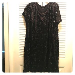 Black sequin T shirt dress
