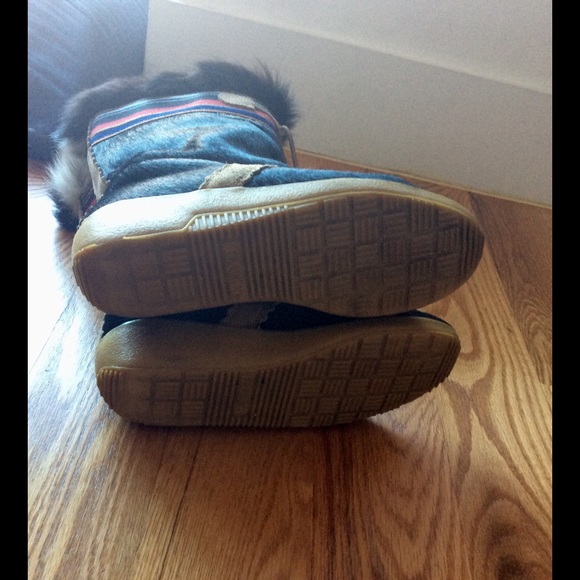 Vintage Tecnica inuit black fur boots boho hippie - Picture 3 of 4