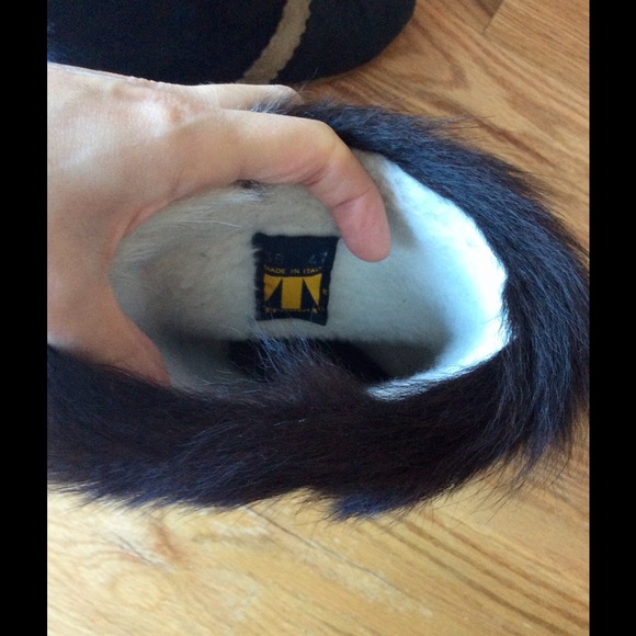 Vintage Tecnica inuit black fur boots boho hippie - Picture 4 of 4