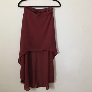 Burgundy wine high low mod waist skirt