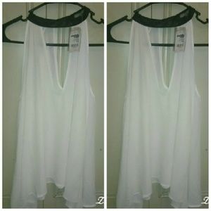 Cold-shoulder  long sleeve white Blouse