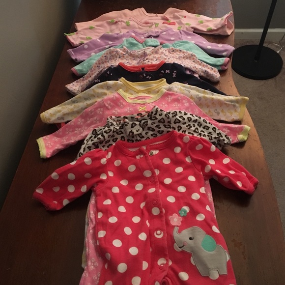 10 girl sleepers, size 0-3 months