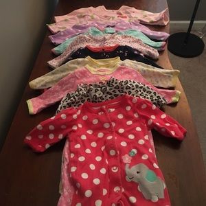 10 girl sleepers, size 0-3 months