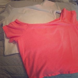 White and coral crop tops