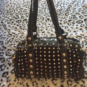 VINTAGE Kathy Van Zeeland Black Studded Bag EUC