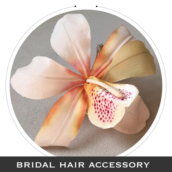 {Bridal} Silk Orchid Hair Accessory - Picture 1 of 4