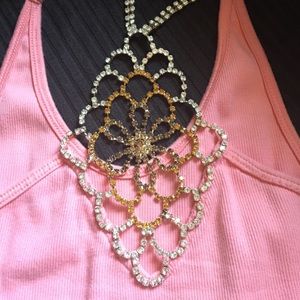 Unique Sky top with diamonds on the back