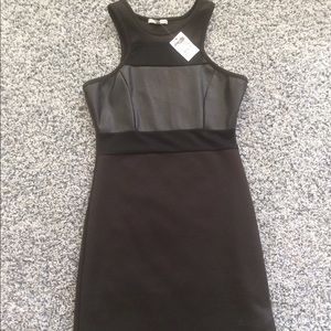 Black Dress with Leather Accent