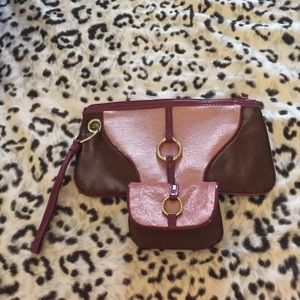 New Clutch Wristlet and Change Purse Pink & Maroon