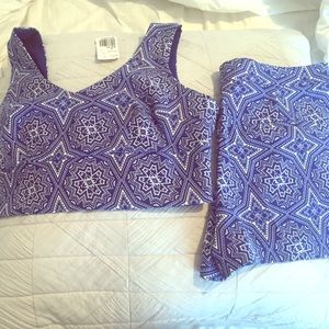 Royal blue + patterned Crop top//short set