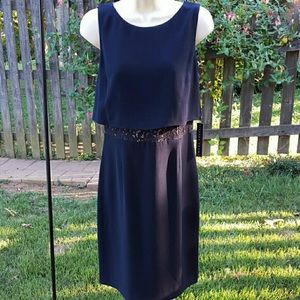 Navy / Nude lace popover dress