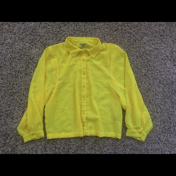 Bright yellow Charlotte Russe long sleeve crop top