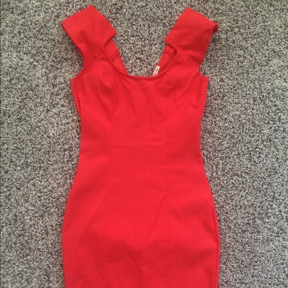 Bright red body con Charlotte Russe dress
