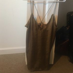 Olive gold satin tank by Free People