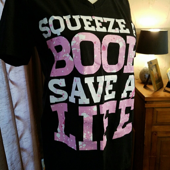 SQUEEZE A BOOB, SAVE A LIFE Sz Small Tshirt - Picture 2 of 4
