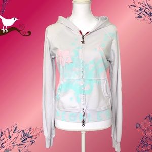 Gray Flowered 🌸 Zip Up Hoodie Size: Med