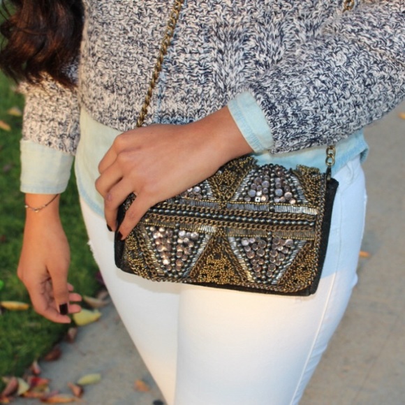 Anthropologie Handbags - NWOT Antropologie beaded leather bag
