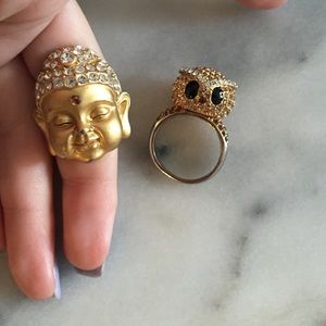 Buddha & Owl Aldo rhinestone rings