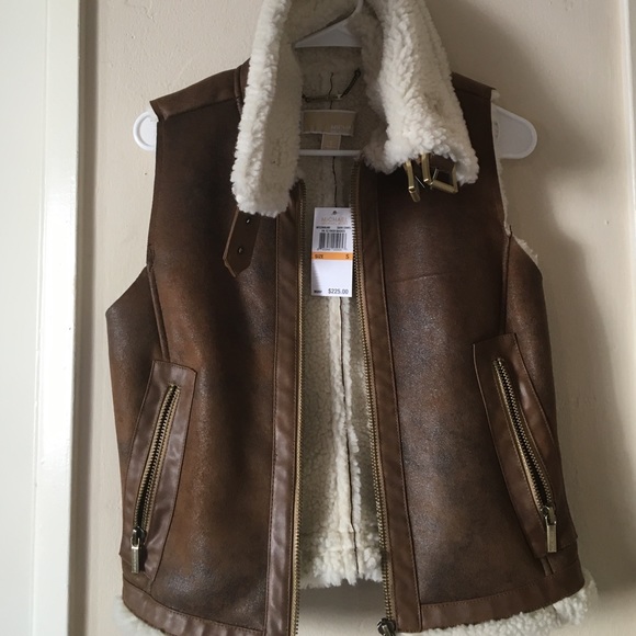 Michael by Michael Kors Dark Camel Sheepskin Vest
