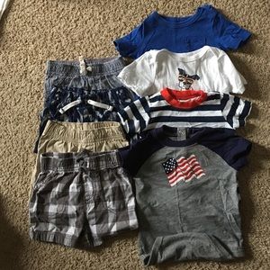 4 shorts, 4 tees.