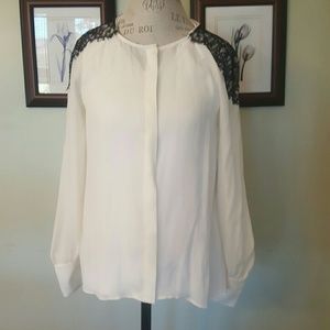 NWT J.Crew collection silk lace-shoulder blouse