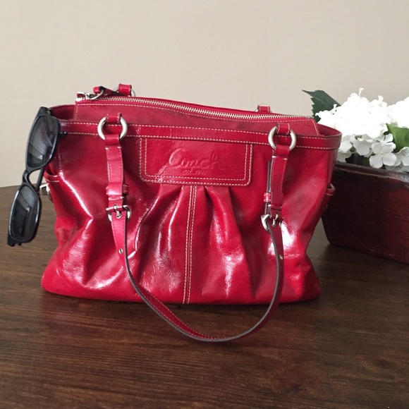 Authentic Coach Red Patent Leather Satchel