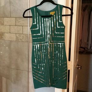 Nicole Miller deep green cocktail dress, size M