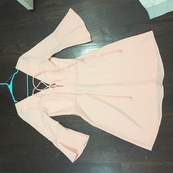 Lace up light pink dress
