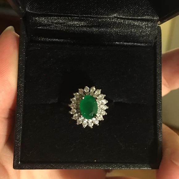 Genuine Emerald & White Sapphire ring