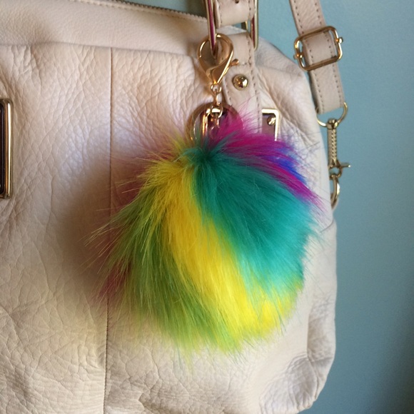 Rainbow Pom Pom KeyChain & Bag Charm - Picture 2 of 4