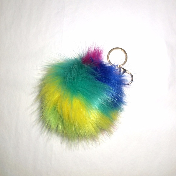 Rainbow Pom Pom KeyChain & Bag Charm - Picture 3 of 4