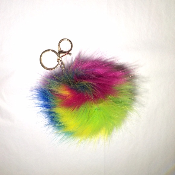 Rainbow Pom Pom KeyChain & Bag Charm - Picture 4 of 4