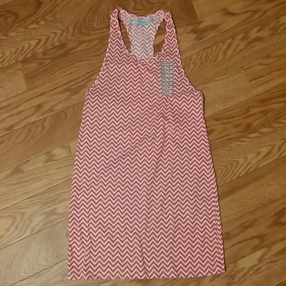 Women's Blue Water M/L pink/white chevron dress