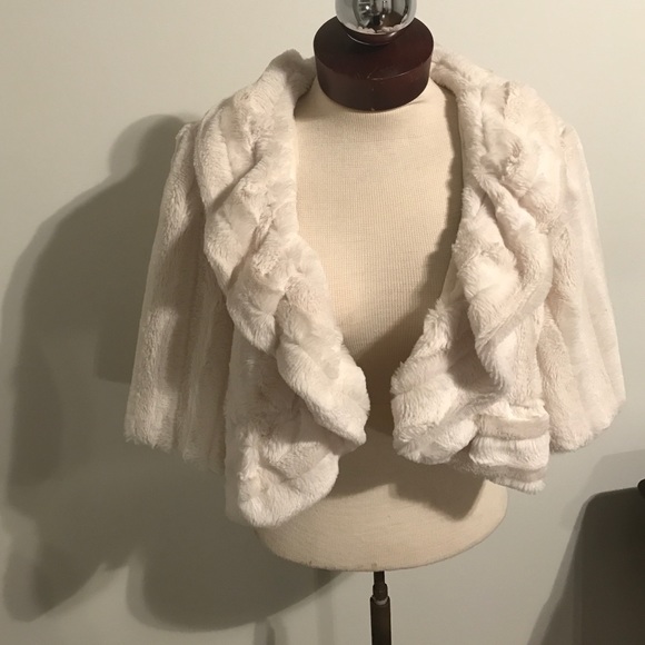 Cream faux fur overcoat