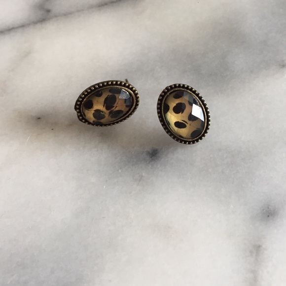 Betsey Johnson leopard rhinestone studs