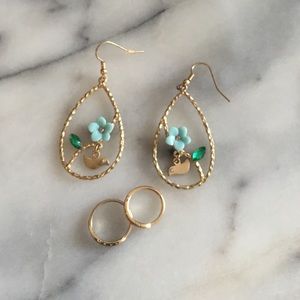 Aldo bird & flower statement earrings