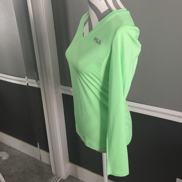 Fila v neck long sleeve top mint green - Picture 2 of 4