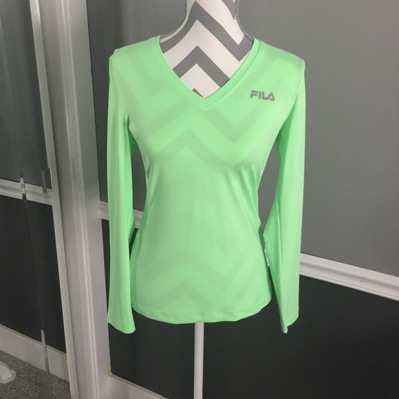 Fila v neck long sleeve top mint green - Picture 4 of 4
