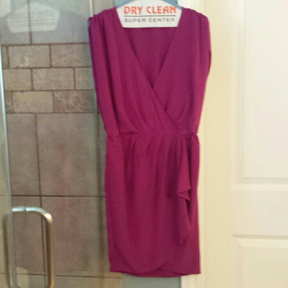 Topshop faux wrap mini dress, deep fuchsia