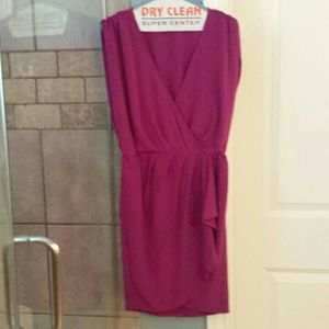 Topshop faux wrap mini dress, deep fuchsia