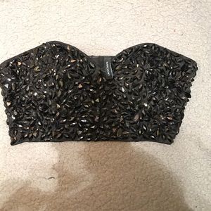 Black jeweled crop top corset top.