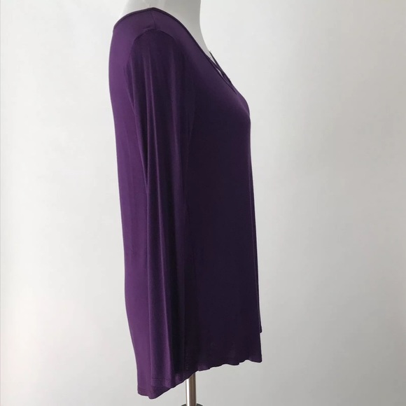 Purple Basic Deep V Criss Cross Top - Picture 3 of 3