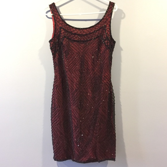 Black and Red Beaded Dress