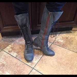 Steve Madden Tall Gray Lace up Boots