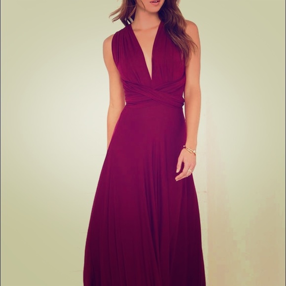 Bridesmaid Burgundy Maxi Lulus Multiway Dress NWOT Size Medium Lulus  Burgundy One-Shoulder Mercari